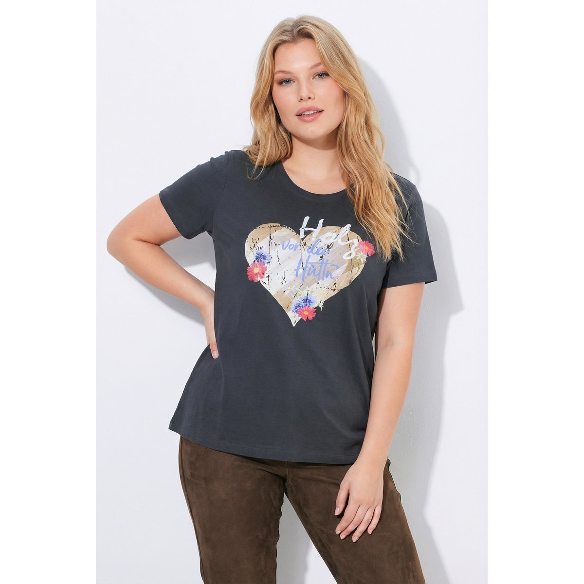 T-shirt motif cœur noir, ULLA POPKEN