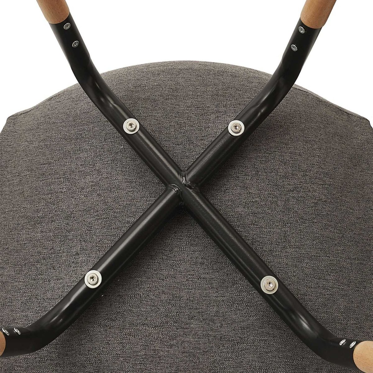 Lot de 4 chaises à pieds bicolores en tissu et métal PHENIX gris foncé, TOILINUX
