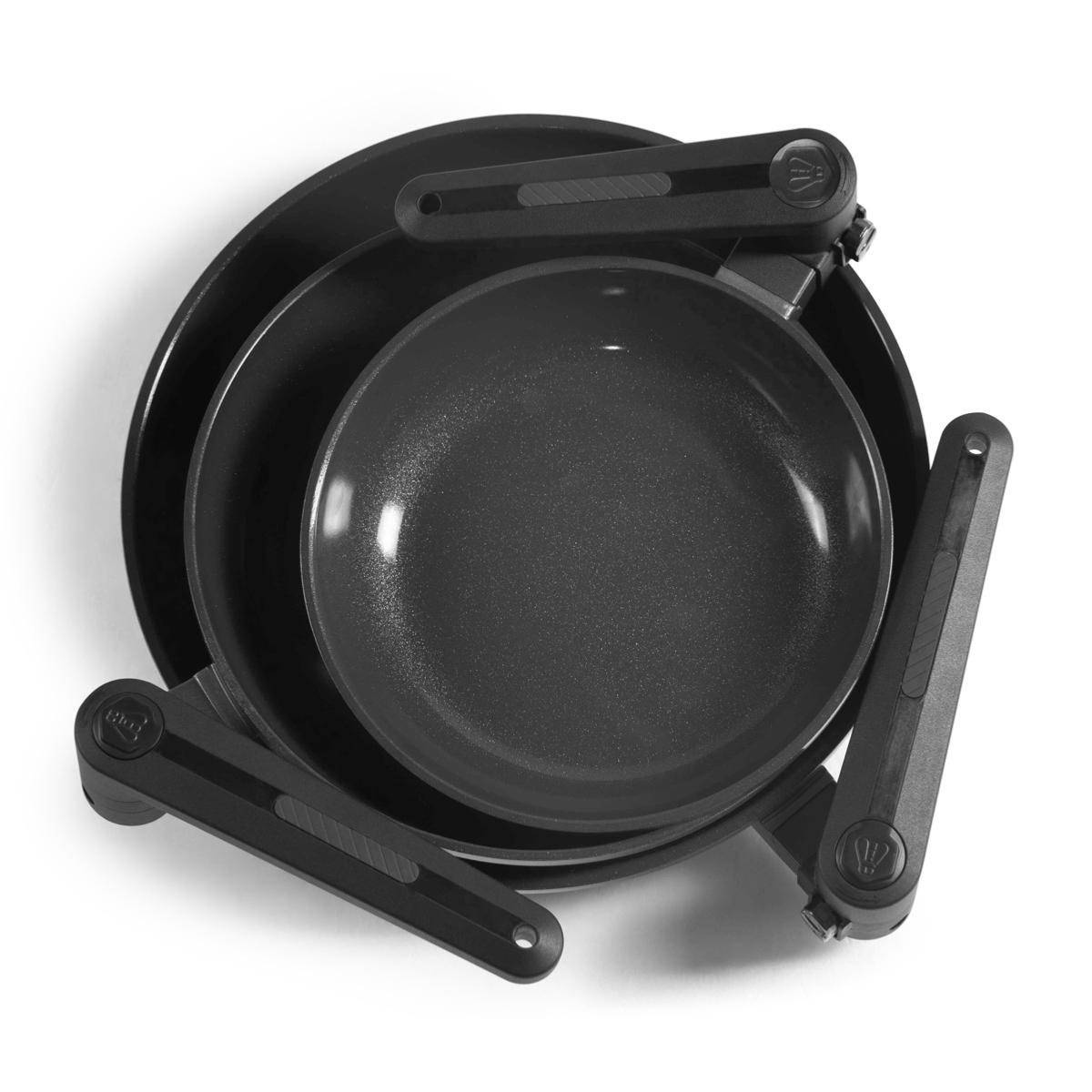 Set de 3 poêles 20/24/28 cm avec manches repliables - Transformer couleur unique, LAGUIOLE CUISSON