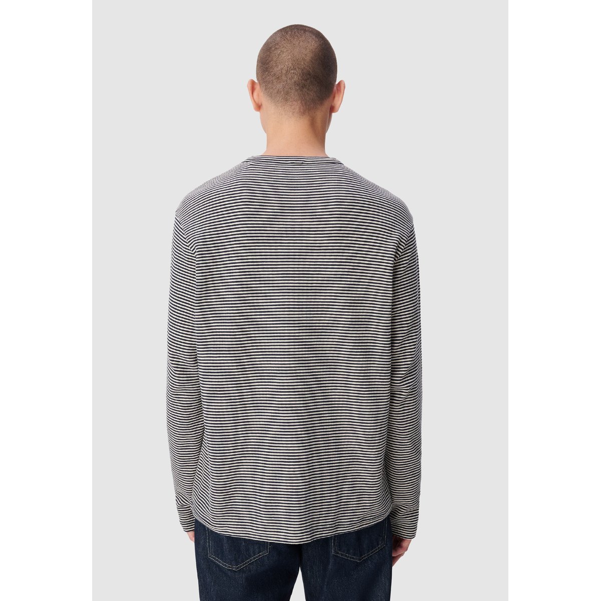 Tee-shirt rayé col tunisien bleu marine, IKKS