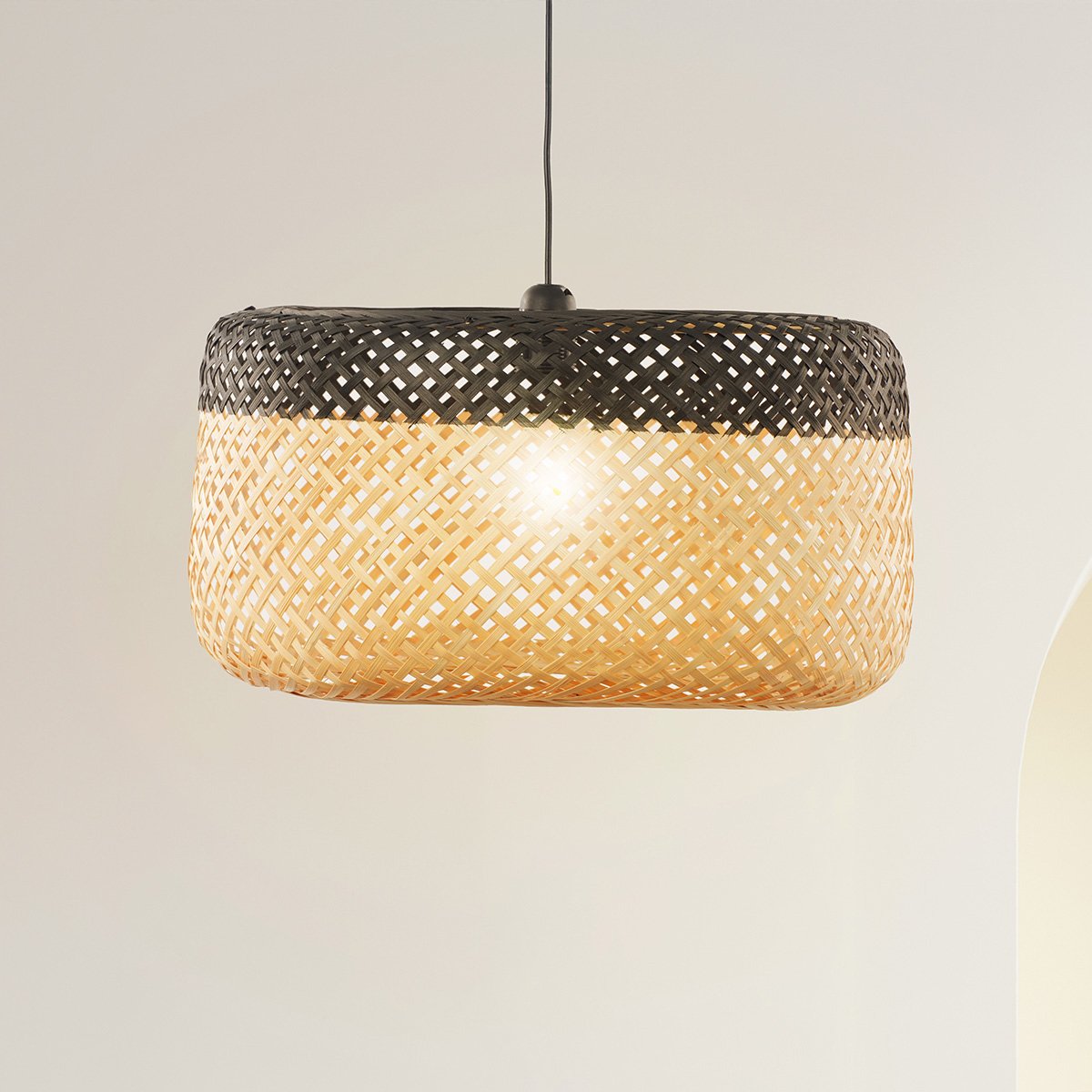 Suspension ronde bambou bicolore v300233, MAISON AUBERTIN
