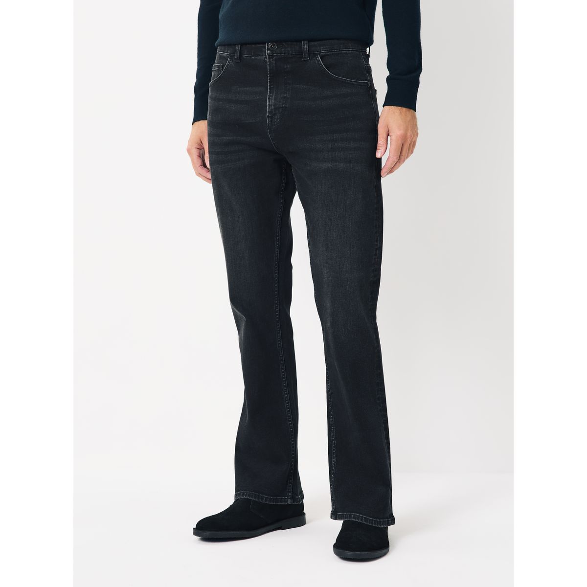 Jean stretch bootcut classique noir délavé, NEXT