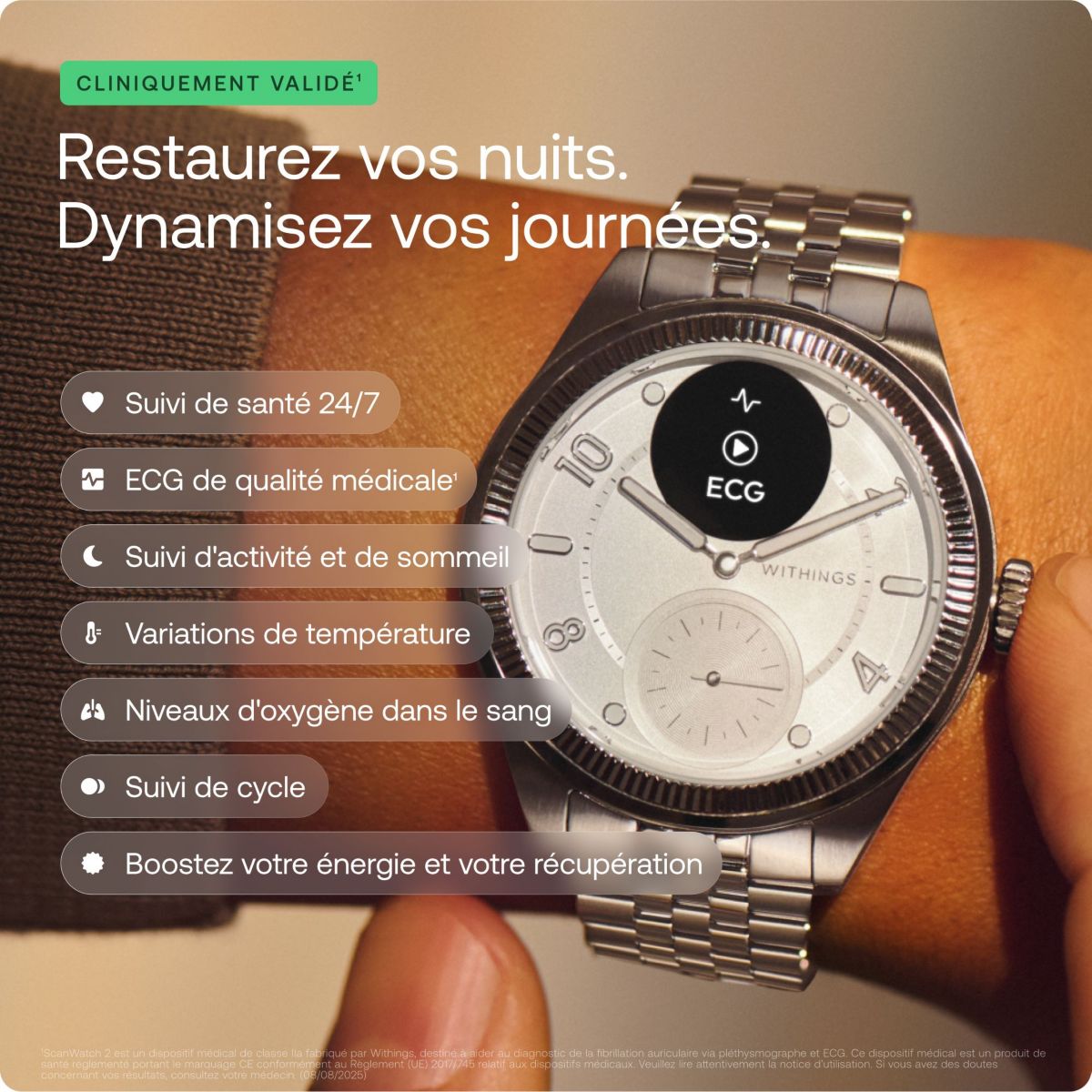 Montre santé Scanwatch Nova Brilliant 39mm Titanium gris, WITHINGS