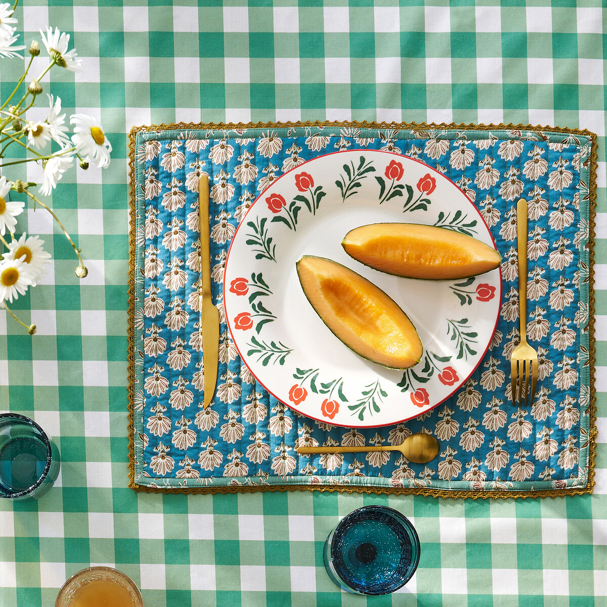 Lot de 2 sets de table voile de coton Nadesha imprimé, LA REDOUTE INTERIEURS