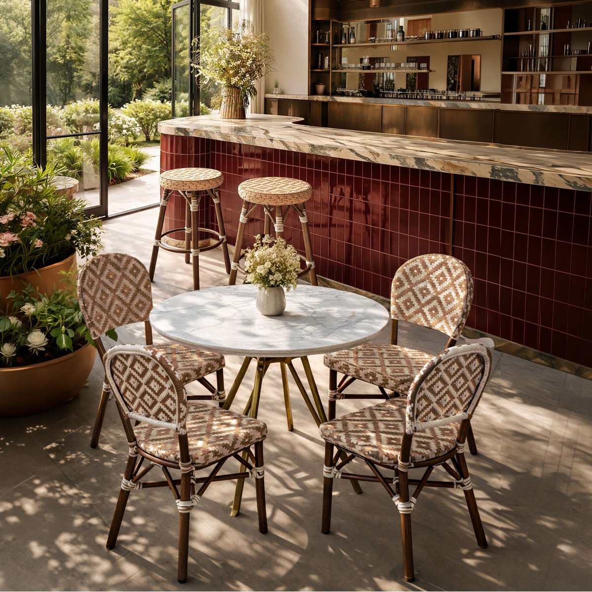 Lot de 2 chaises de table effet rotin naturel, SCALA beige, NOW'S HOME