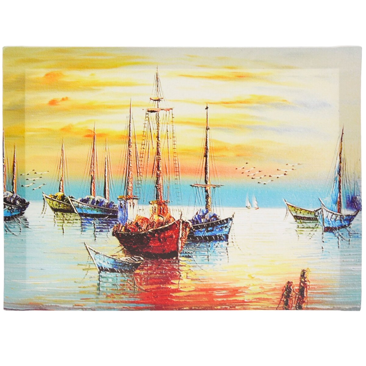 Set de 3 tableaux peintures bord de mer 30x40x1.5cm multicolore, WADIGA