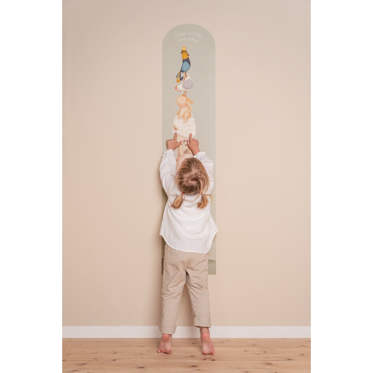 Toise murale autocollante pour enfant Animaux de la ferme coloris pastel, LITTLE DUTCH