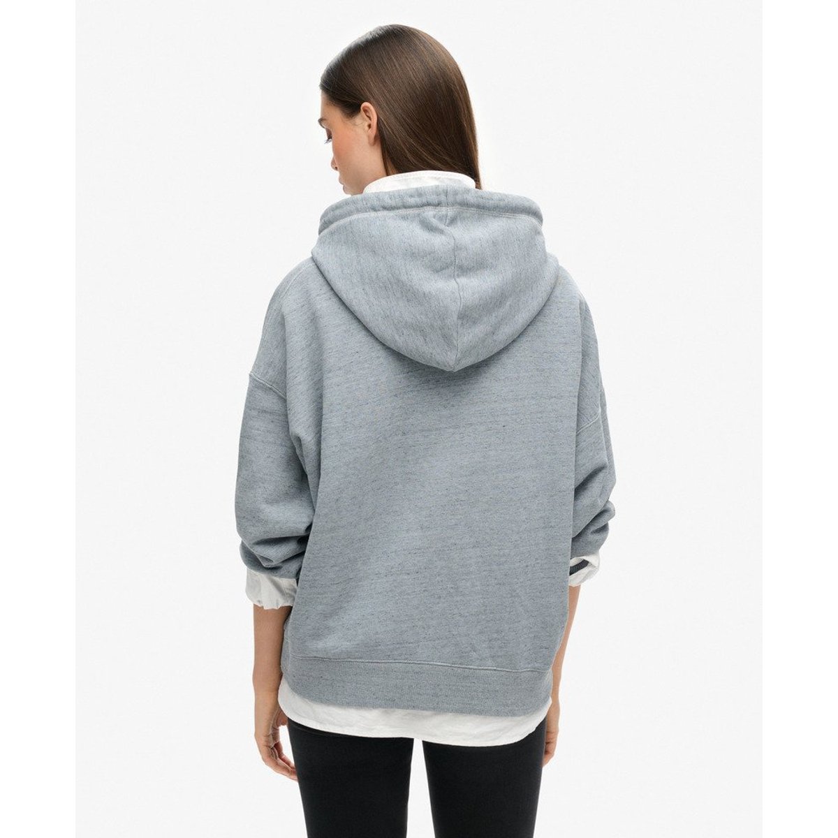 Sweat à capuche zippé surteint à logo Essential bleu brouillard, SUPERDRY
