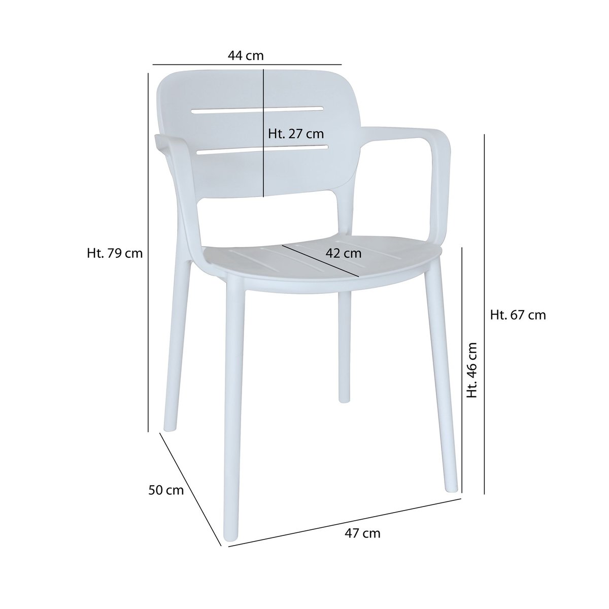 Lot de 4 fauteuils de table en polypropylène, SUNSET blanc, NOW'S HOME