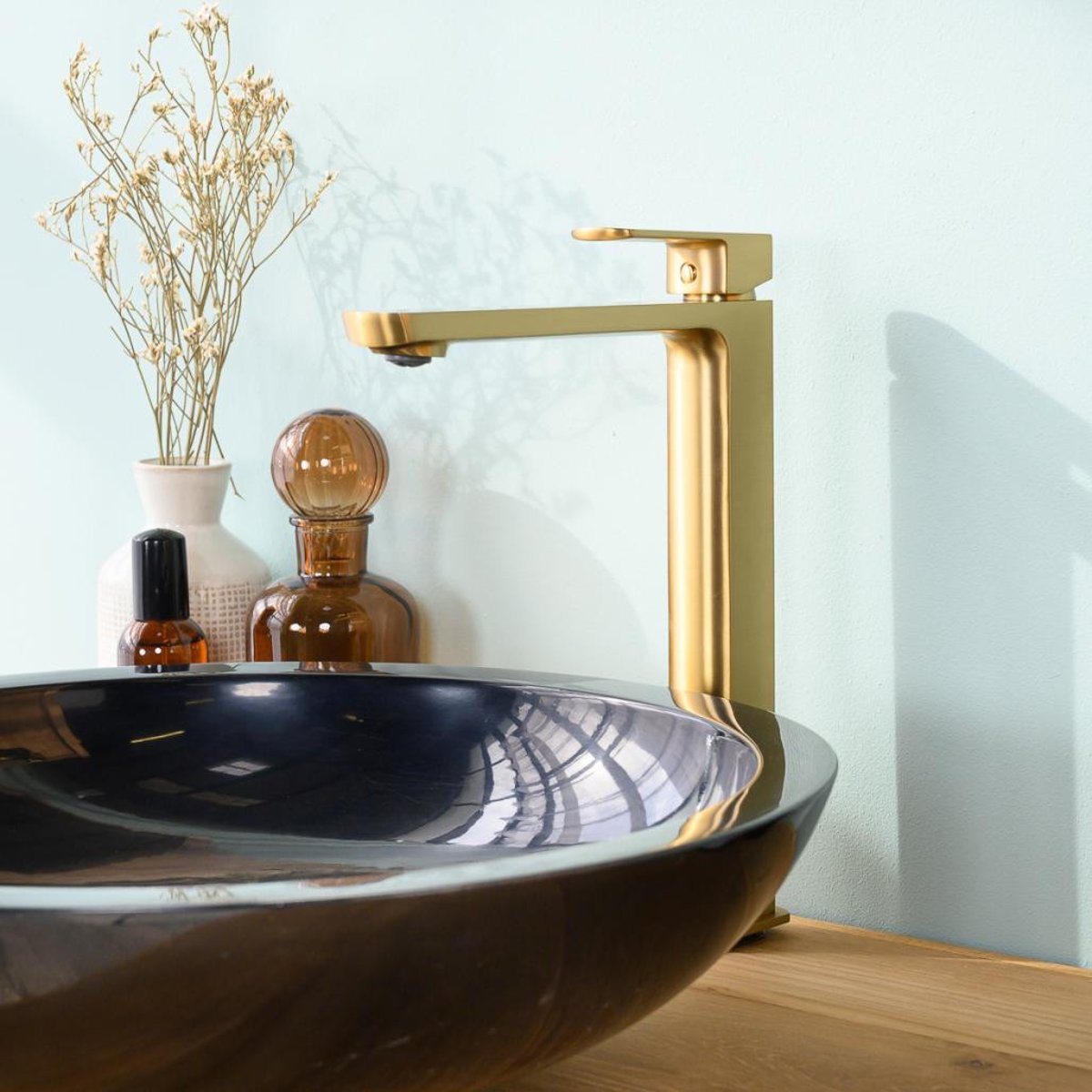 Mitigeur pour vasque salle de bain Louga or brossé doré, WANDA COLLECTION