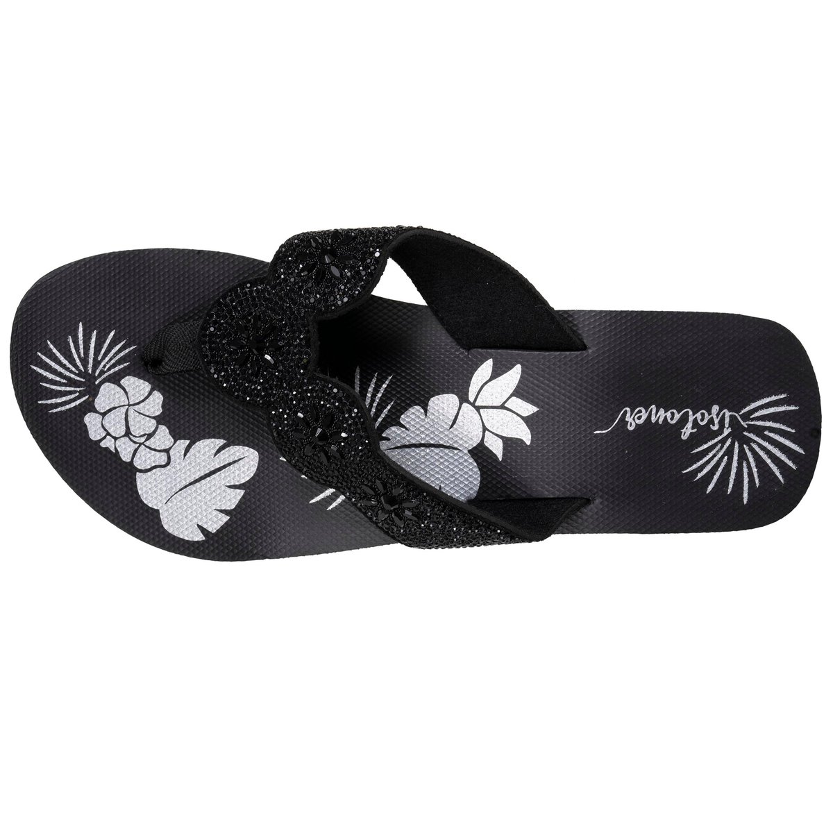 Tongs talon 4 cm, semelle confortable et légère, sandale de plage, piscine noir perle, ISOTONER