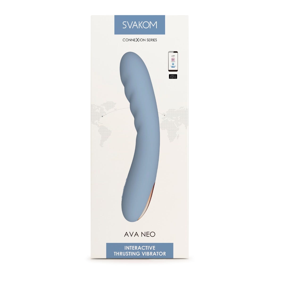 Vibromasseur Dildo Va-et-vient Connecté Ava Neo bleu, SVAKOM
