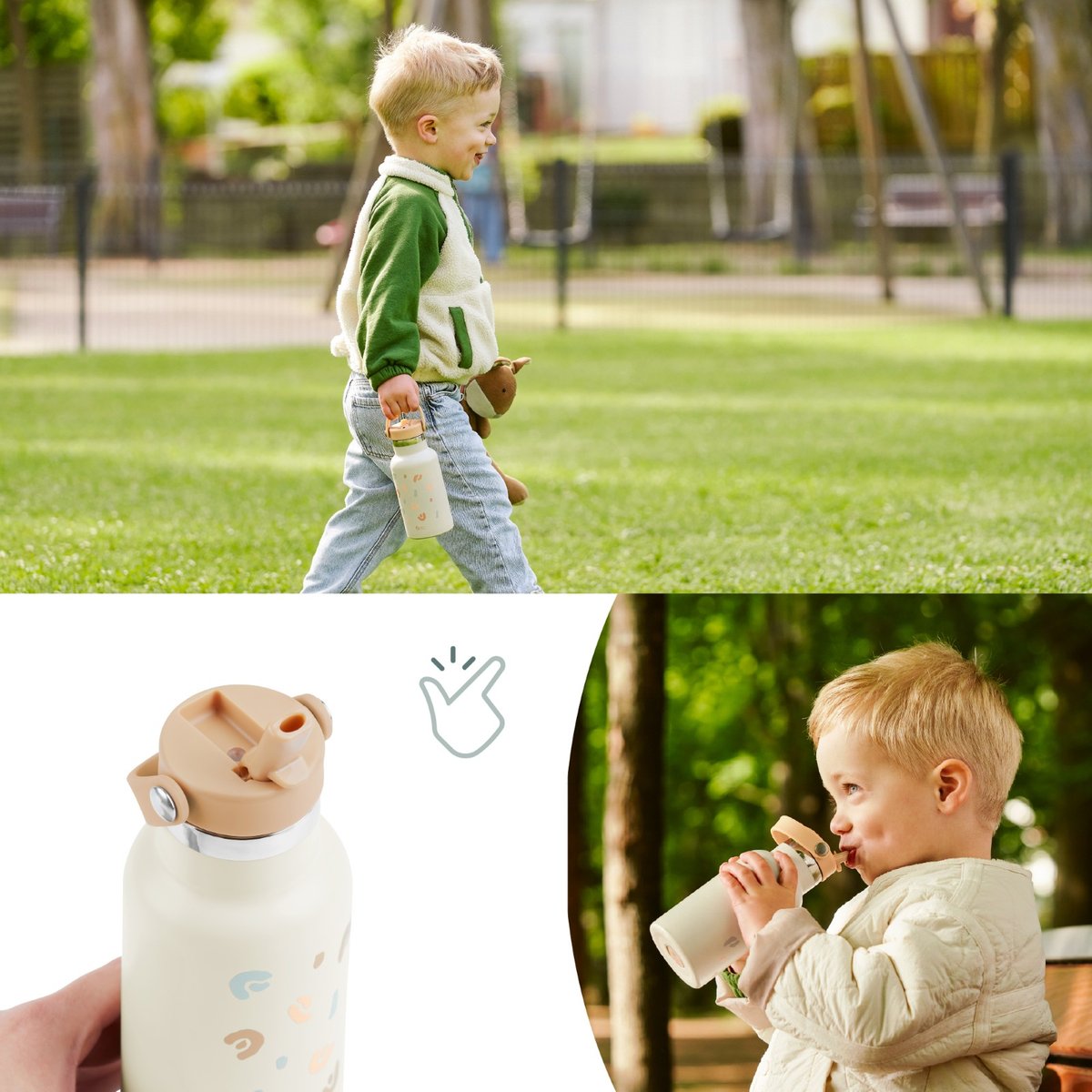 Gourde isotherme inox little explorer beige, BABYMOOV