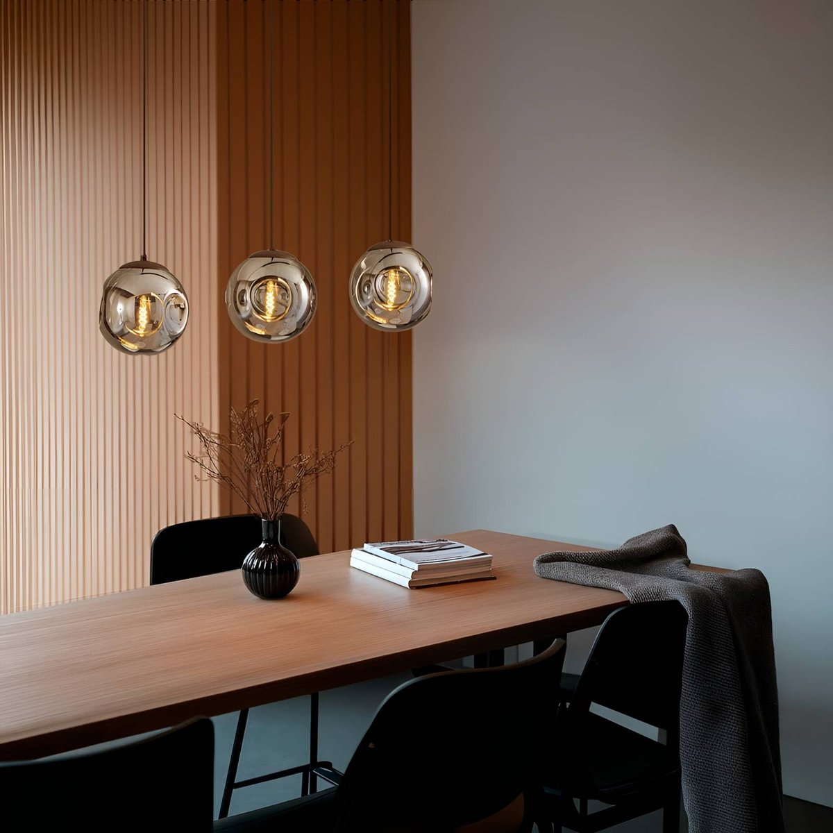 Suspension en verre design, Valentina marron, gris fumé, LINDBY