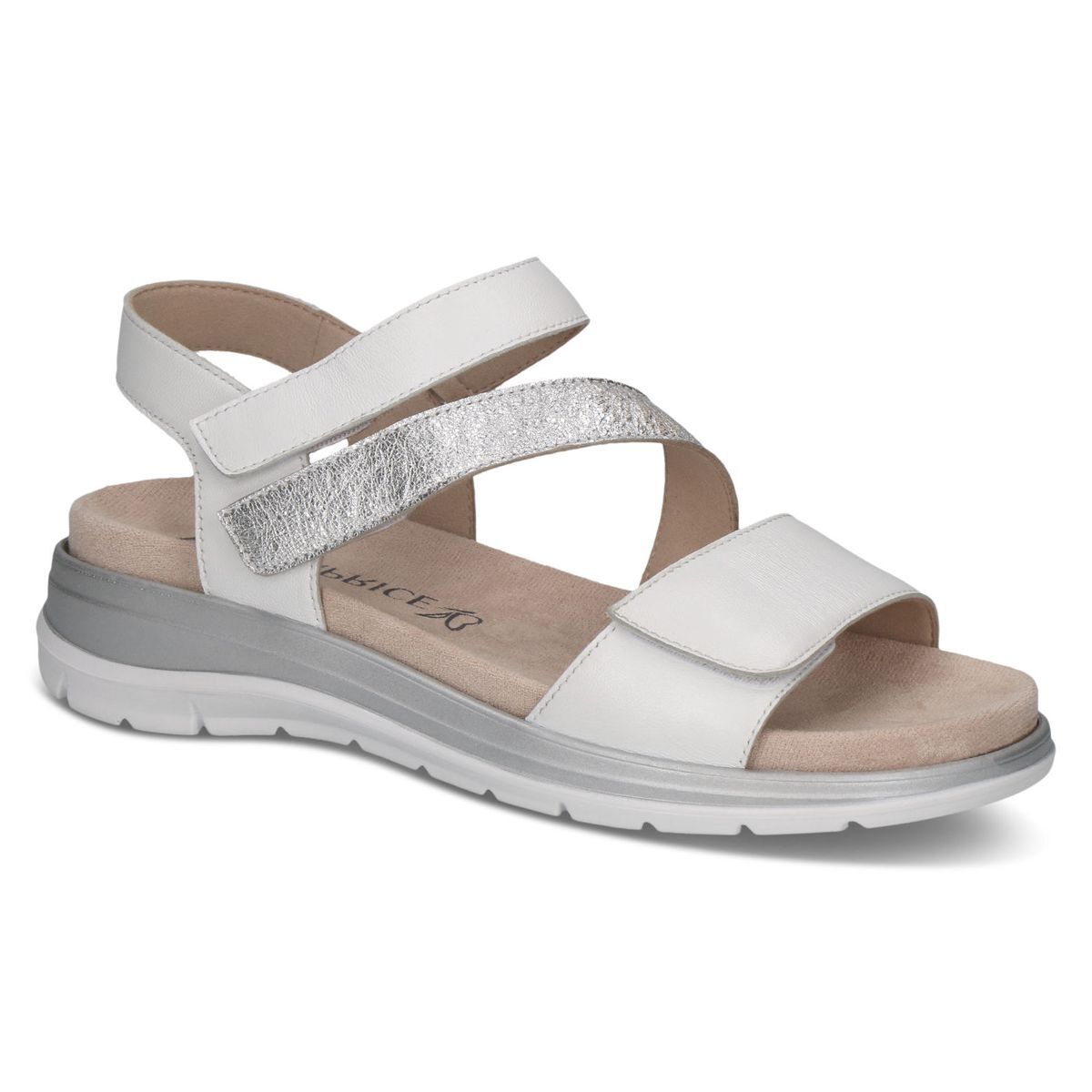 Sandale en cuir blanc combiné, CAPRICE