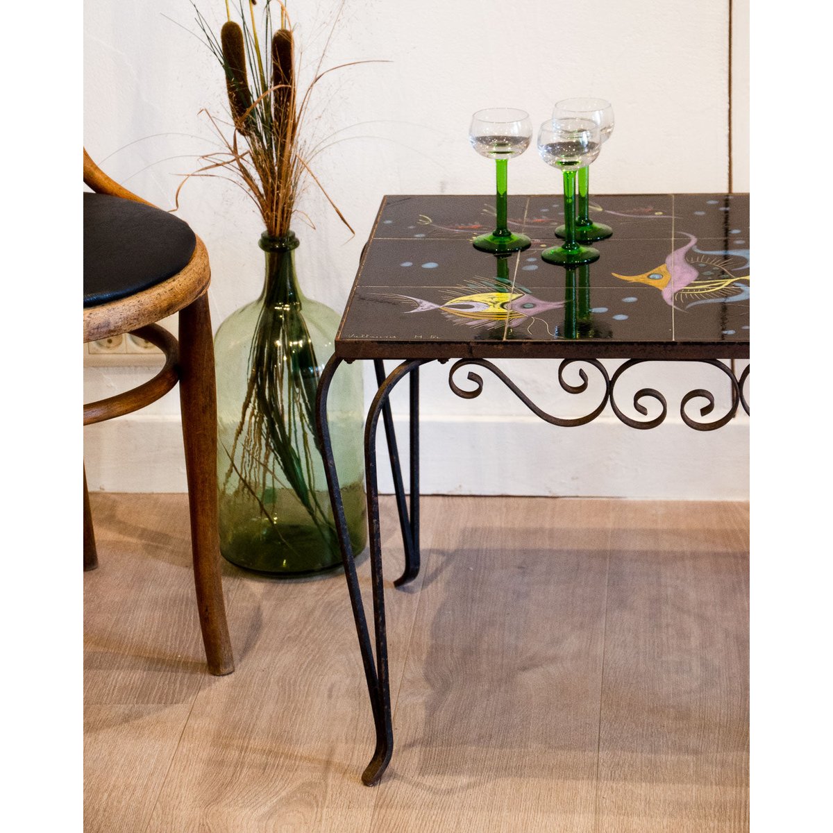 Table basse en céramique Vallauris Donna N°991 - Bon état noir, DEBONGOUT
