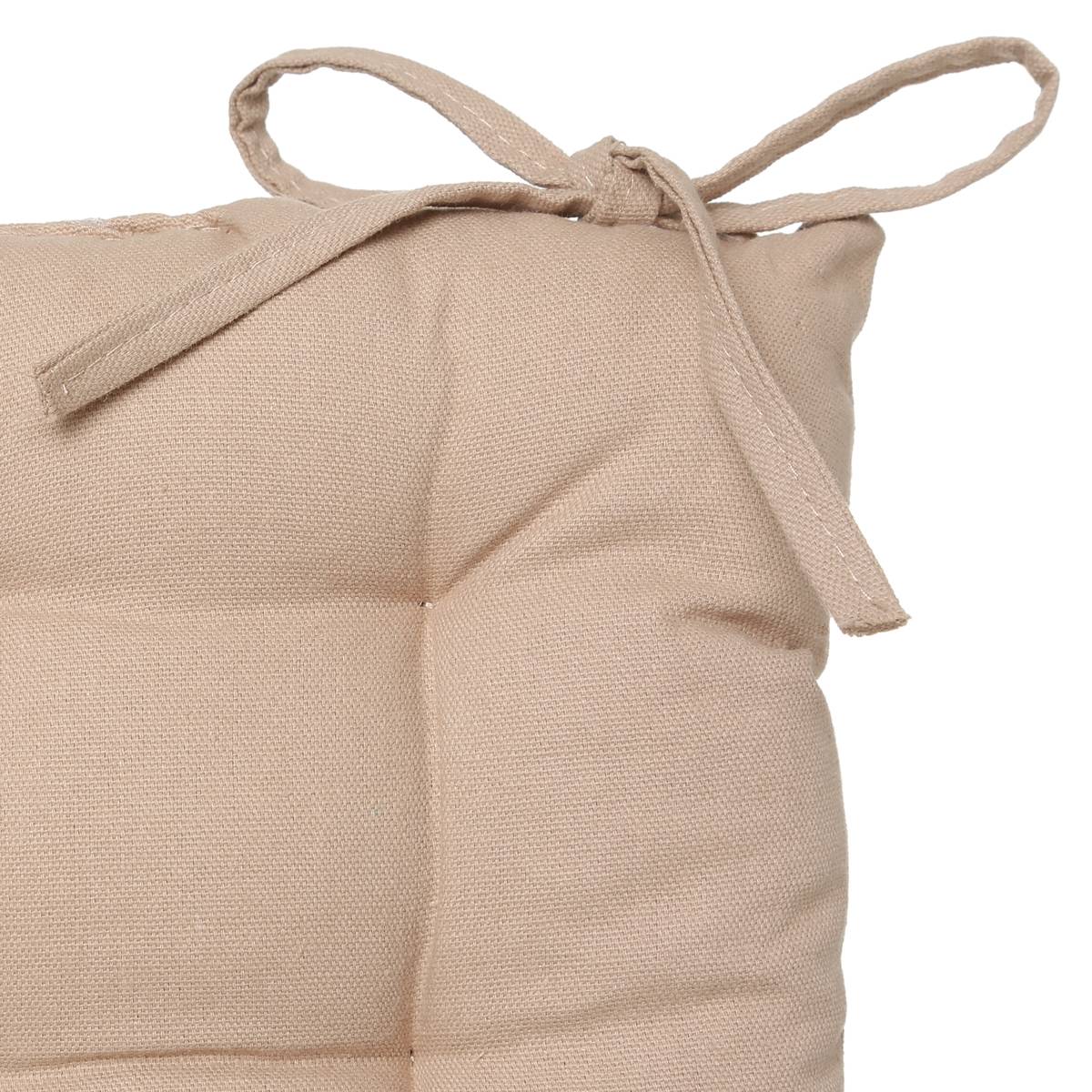 Galette de chaise carrée en coton ANJALI beige lin, ATMOSPHERA