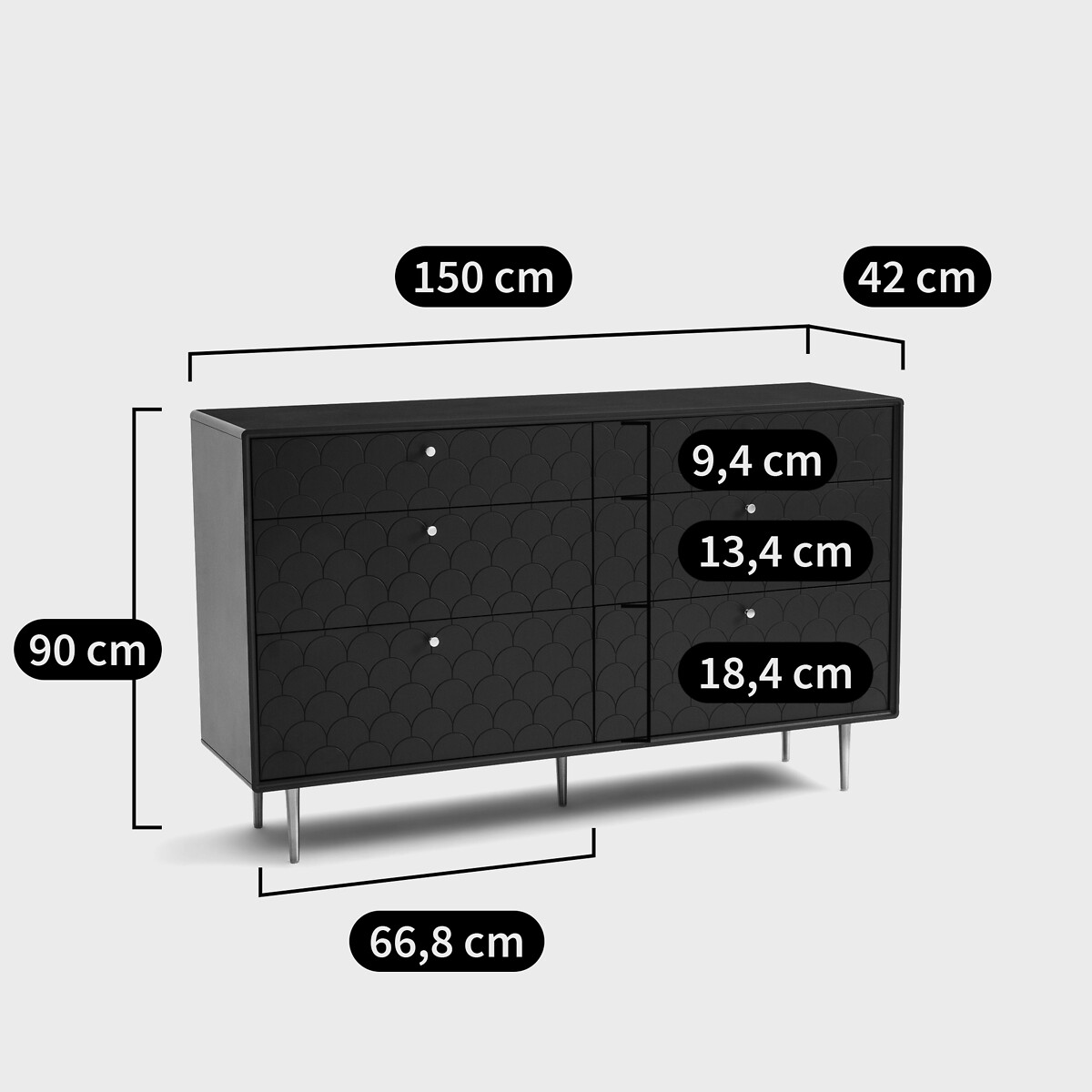 Commode 6 tiroirs, Luxore bleu de prusse, LA REDOUTE INTERIEURS