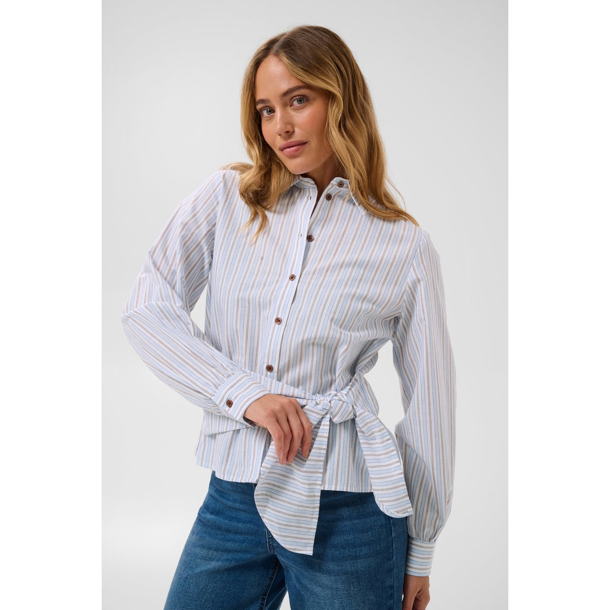 Chemise à manches longues bleu ice water/multi stripe, KAFFE