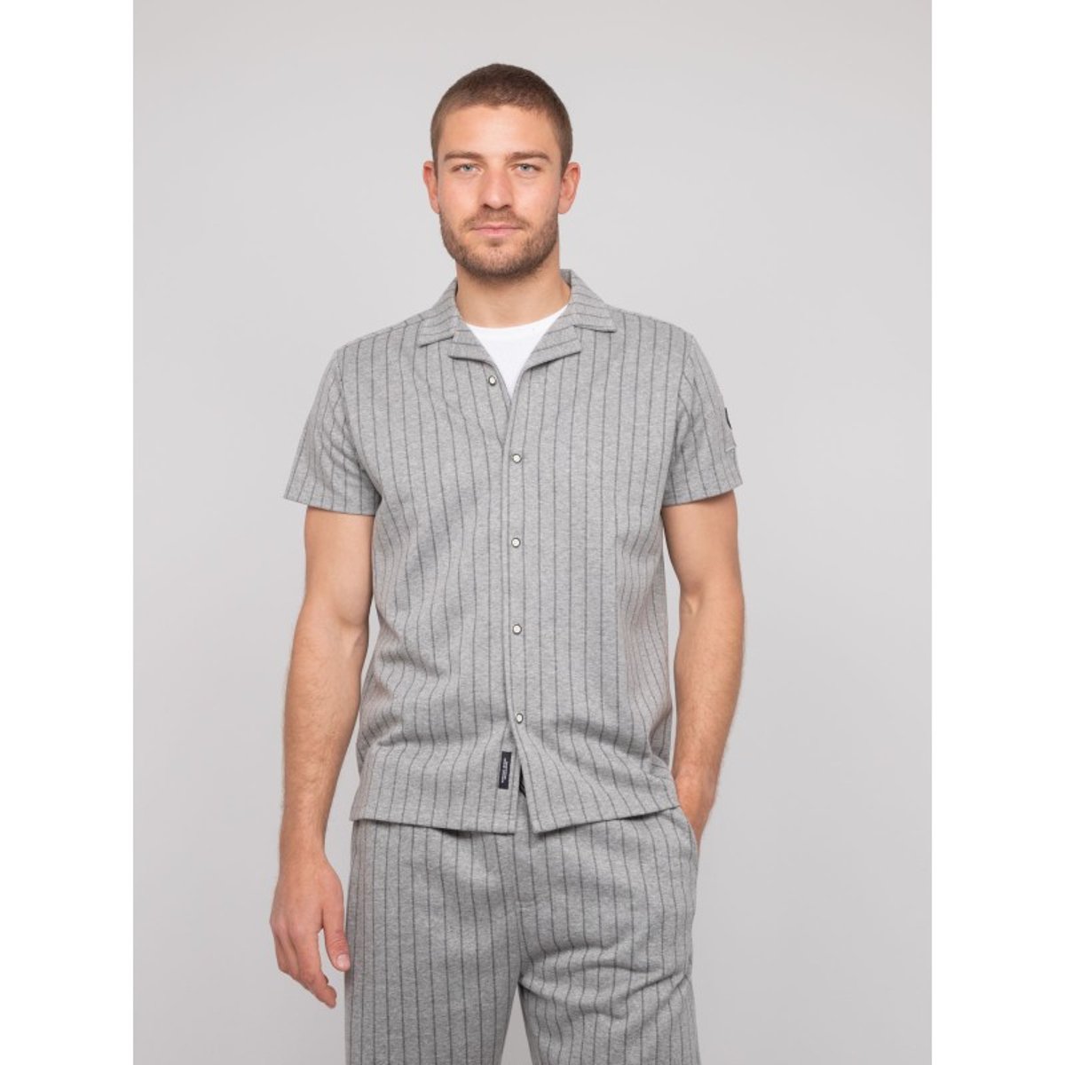 Chemise Fluide Manches Courtes Rayures Dongwanji gris, RITCHIE