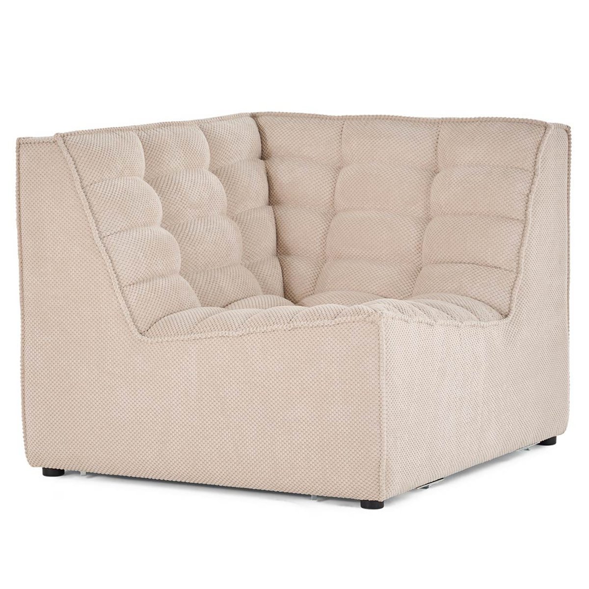 Module d'angle 1 place en velours texturé, ELLIE beige, BEST MOBILIER