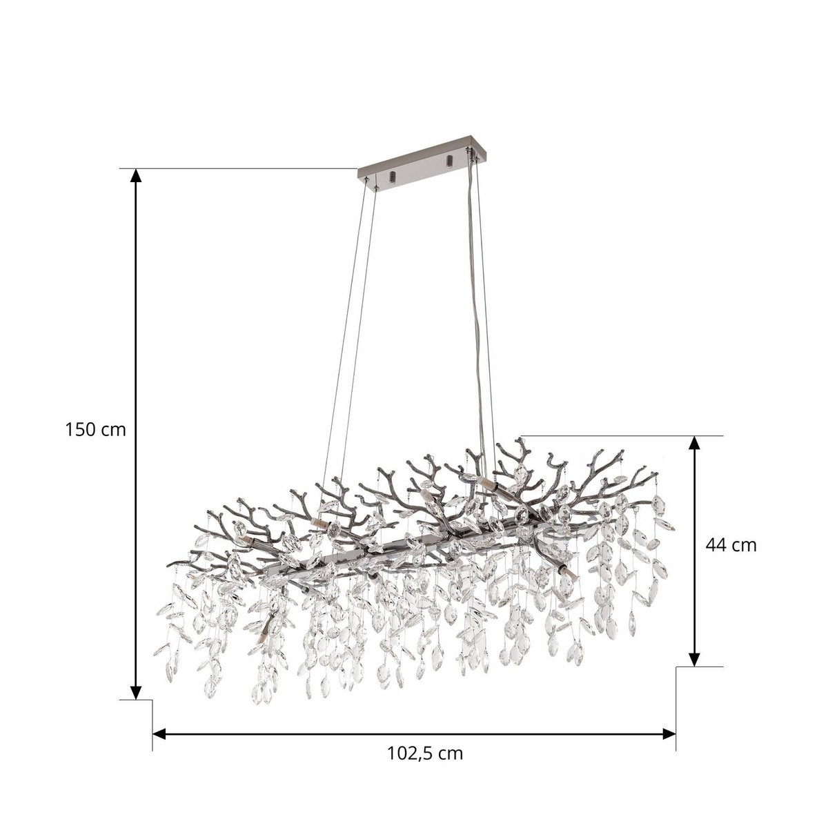 Suspension en cristal moderne, Bellora chrome, transparent, LUCANDE