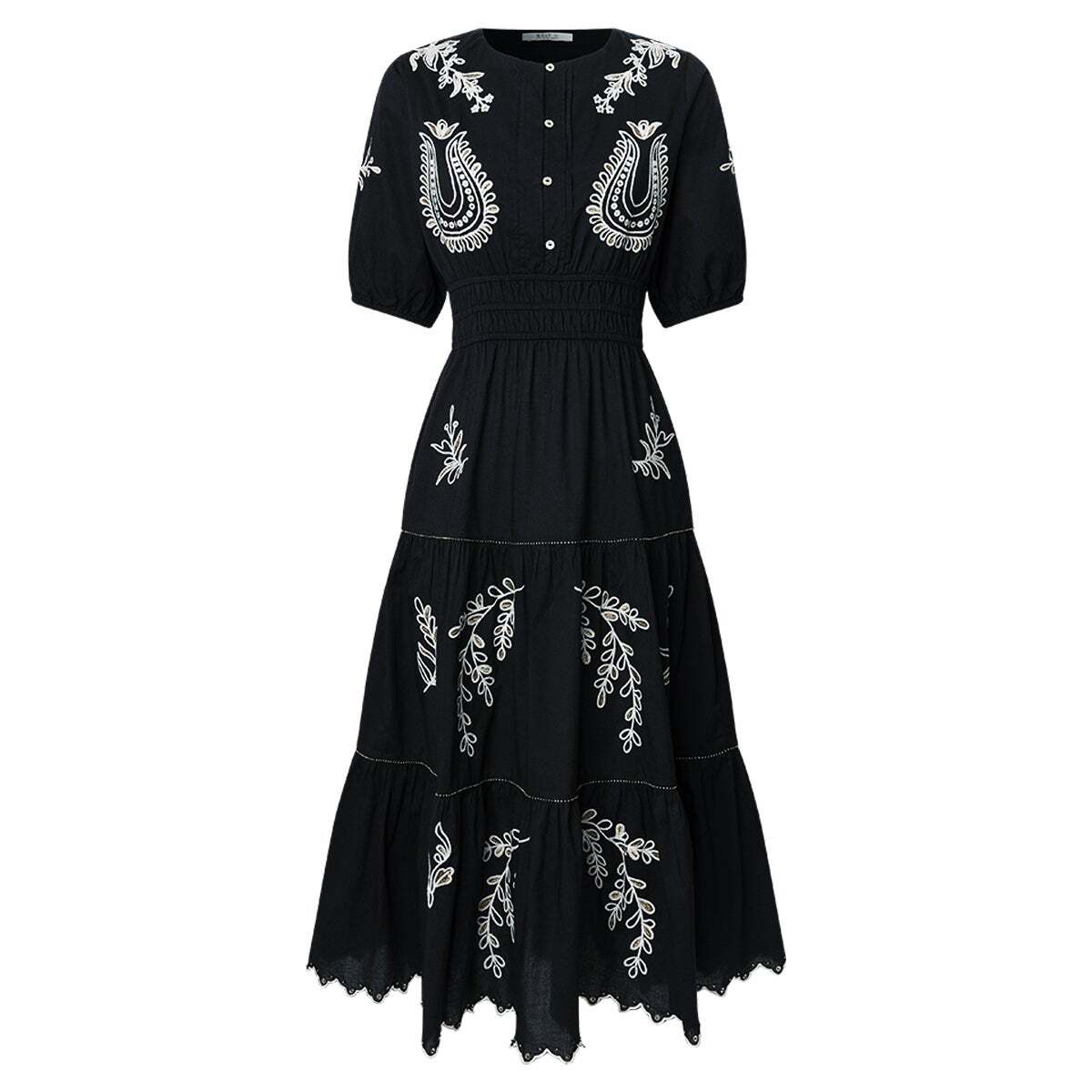Robe Midi À Détails Brodés En Popeline noir, PEPE JEANS