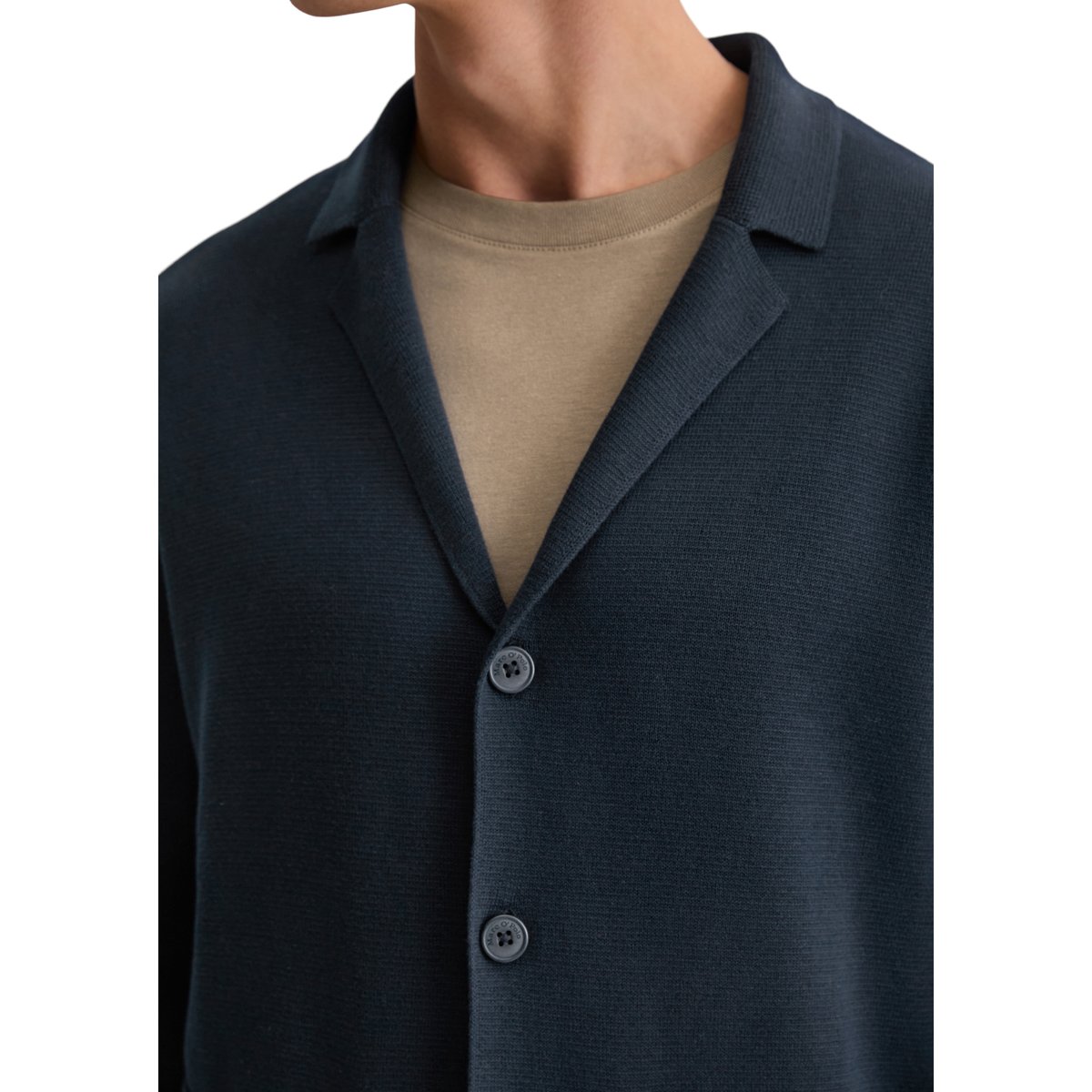 Veste tricotée DfC regular en coton bio bleu foncé, MARC O'POLO