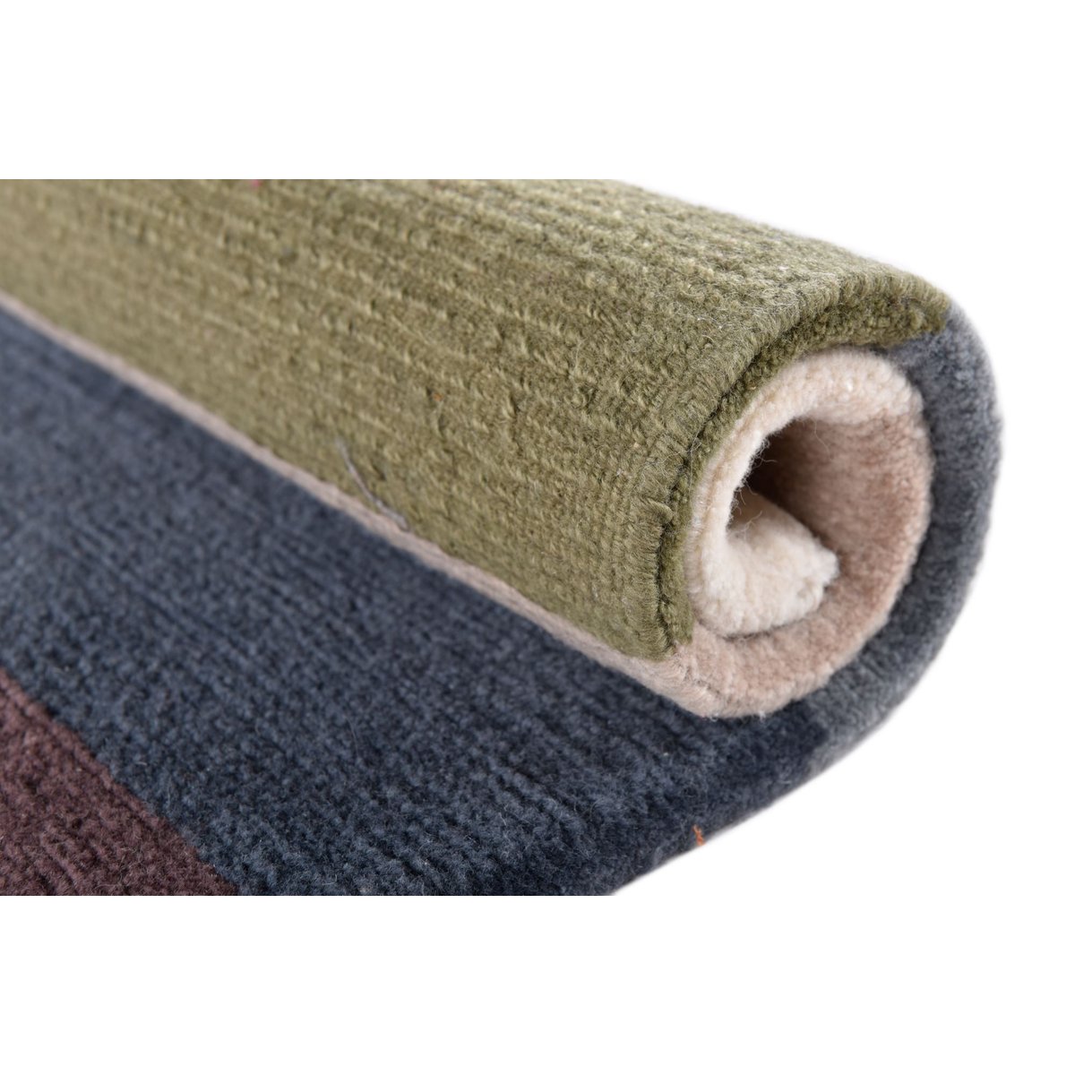 Tapis salon Baktapur noué main en laine blanc naturel, THEKO