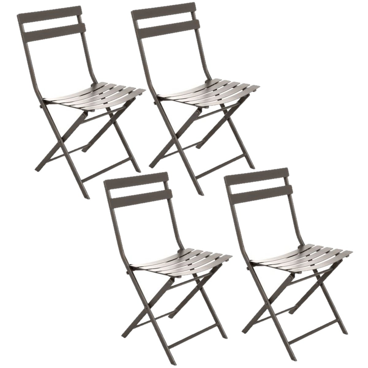 Lot de 4 chaises de jardin pliantes en métal GREENSBORO gris, TOILINUX