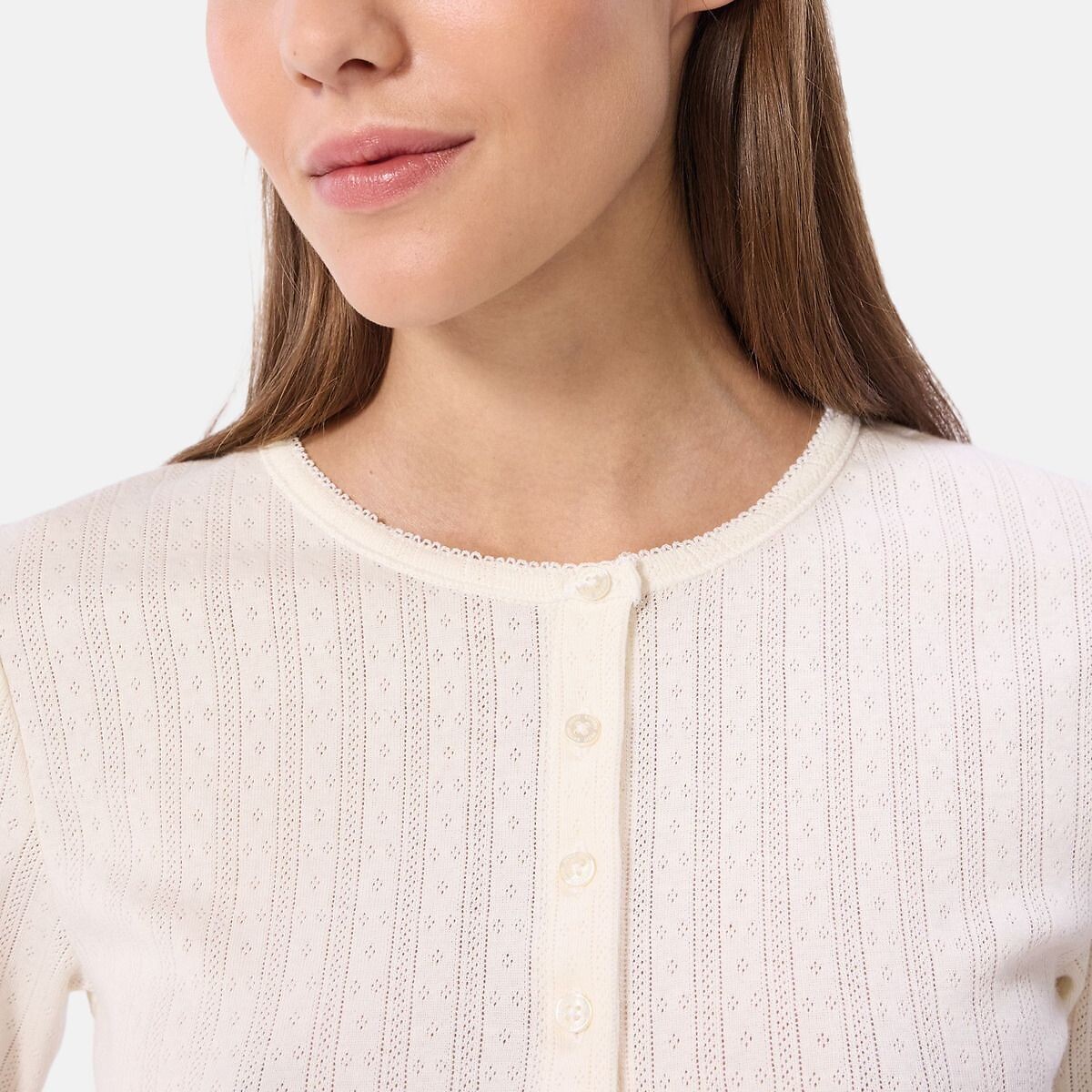 Camiseta de punto de ganchillo blanco, PETIT BATEAU