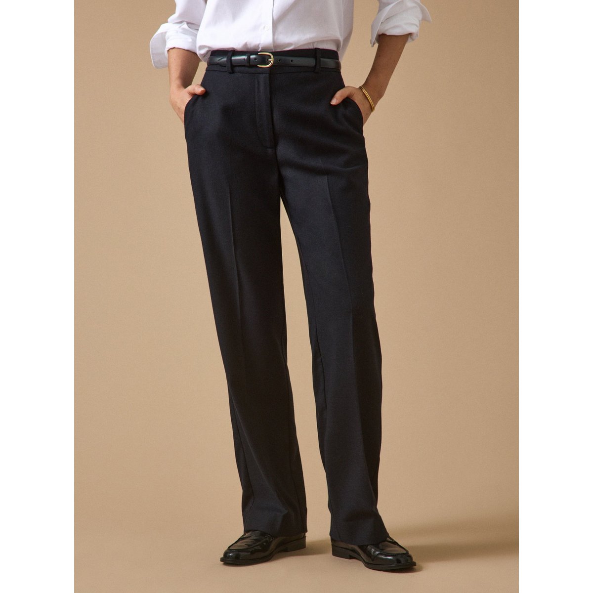 Pantalon droit flanelle Alma encre, CYRILLUS