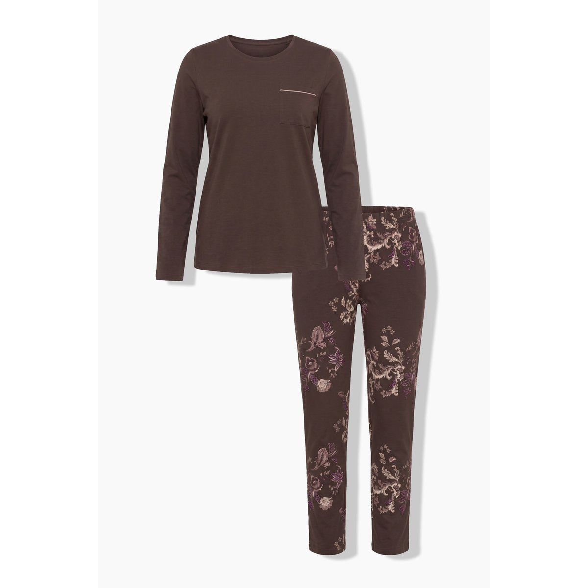 Pyjama motif fantaisie en modal mélangé marron pin, ULLA POPKEN