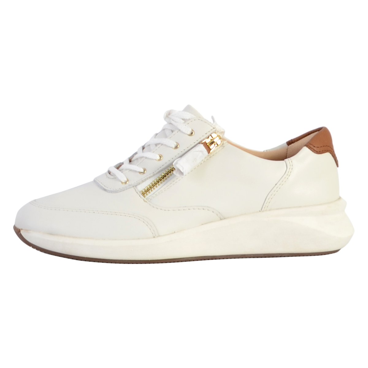 Basket Cuir Un Rio Zip cuir blanc, CLARKS