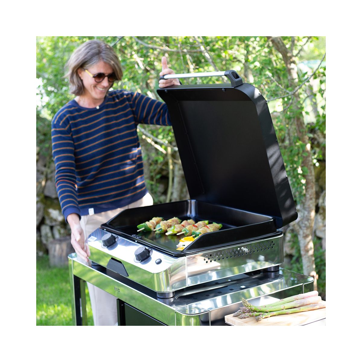 Plancha gaz Fusion 60 Inox 2 brûleurs à poser, 57x39 cm inox, ENO