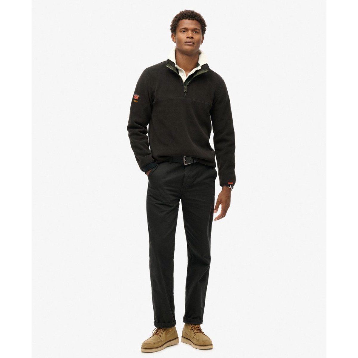 Polaire à demi-fermeture zippée Active noir, SUPERDRY