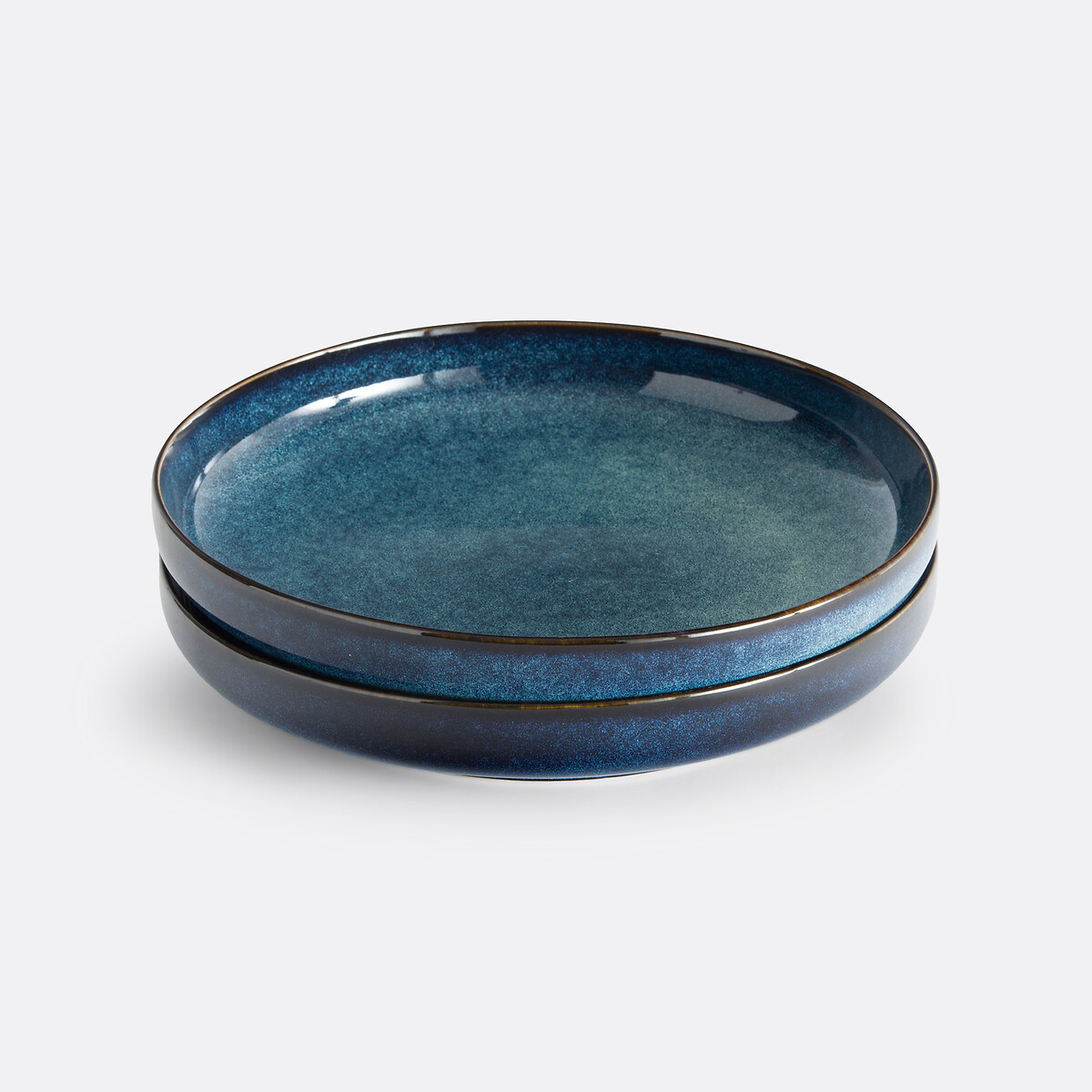 Lot de 2 assiettes creuses en grès, Onda bleu, LA REDOUTE INTERIEURS