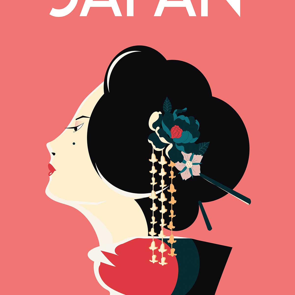 Affiche voyage Japon et tradition affiche + cadre en bois - noir, HEXOA