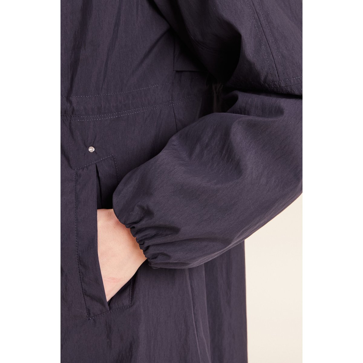 Parka cintrée longue doublée bleu foncé, BREAL