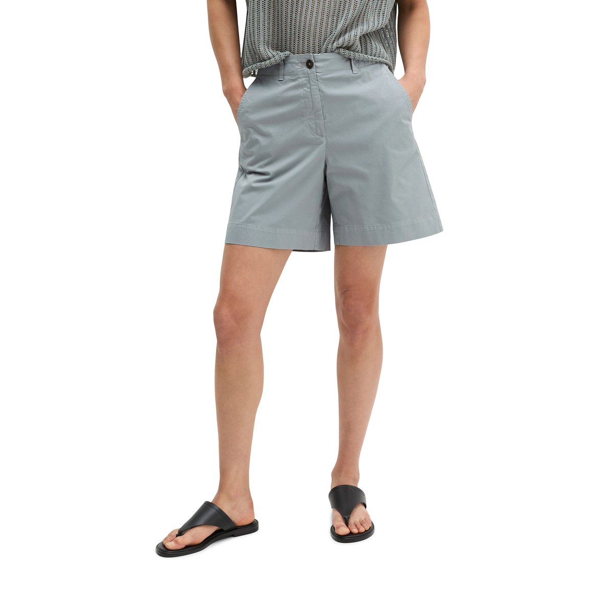 Short chino modèle Lande large en mélange de coton organique, de lyocell et de lin gris, MARC O'POLO