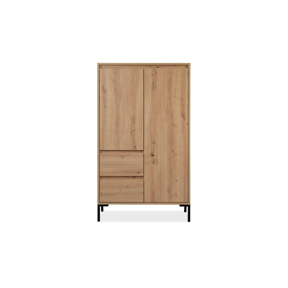 Buffet haut décor bois 2 portes 2 tiroirs KARVI bois naturel, PIER IMPORT
