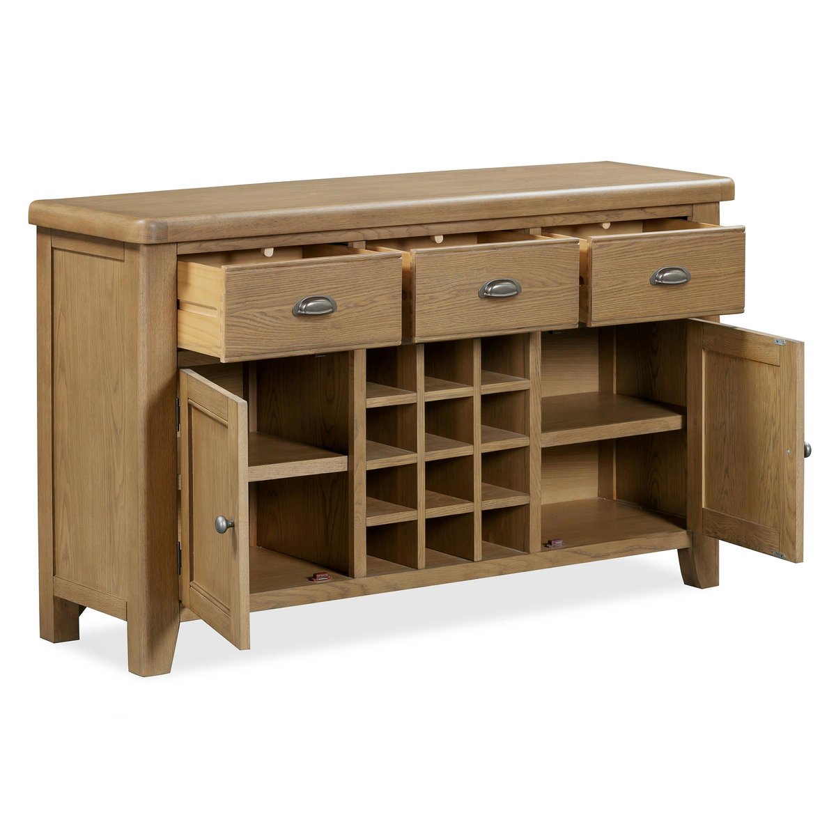 Buffet chêne campagne chic avec casier bouteilles VALMONT bois naturel, PIER IMPORT