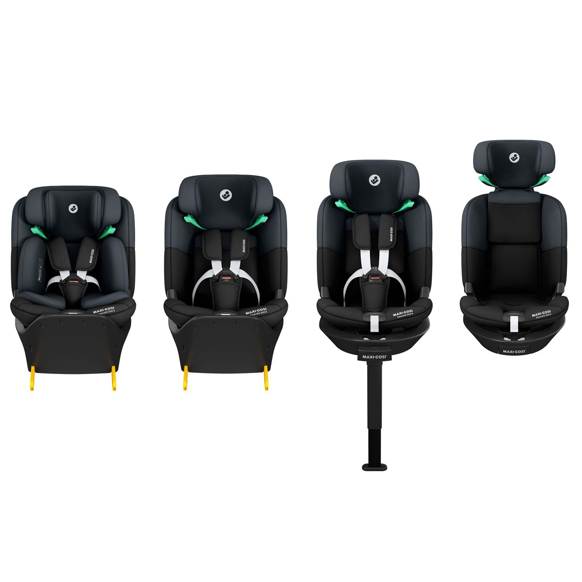 Siège auto pivotant Emerald 360 S, Evolutif, i-Size noir tonal, MAXI COSI