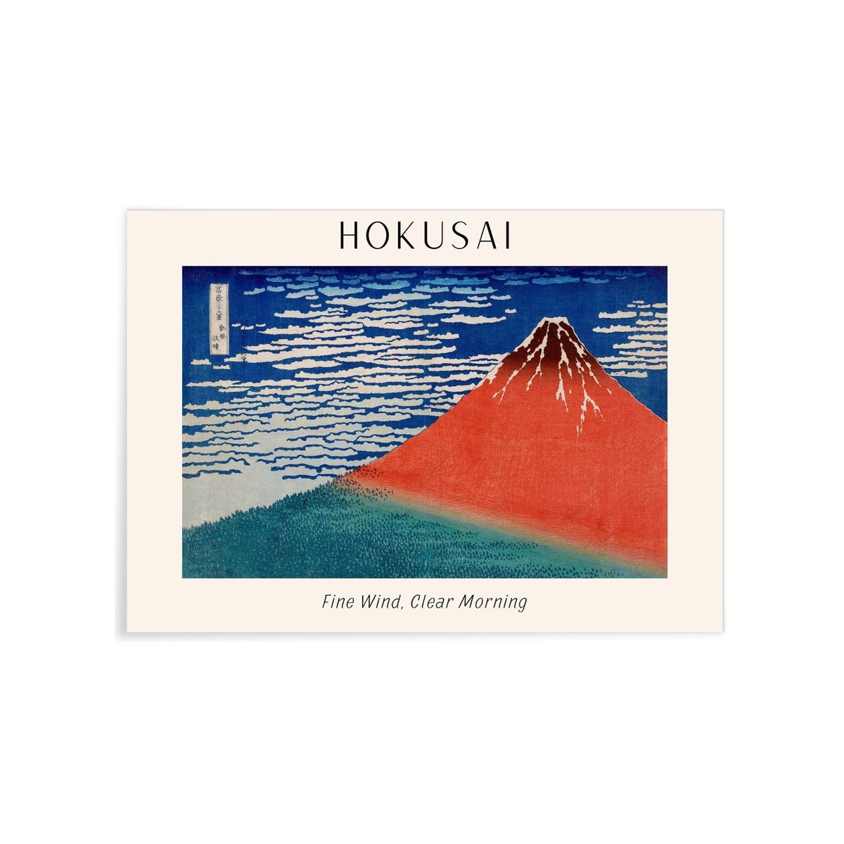 Affiche Hokusai 'Fine Wind, Clear Morning' blanc, L'AFFICHERIE