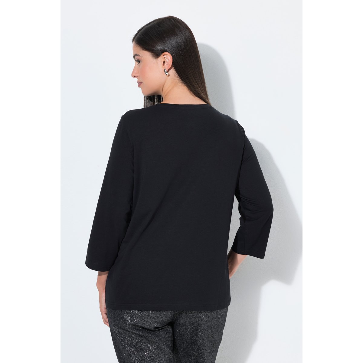T-shirt avec nœuds noir, ULLA POPKEN