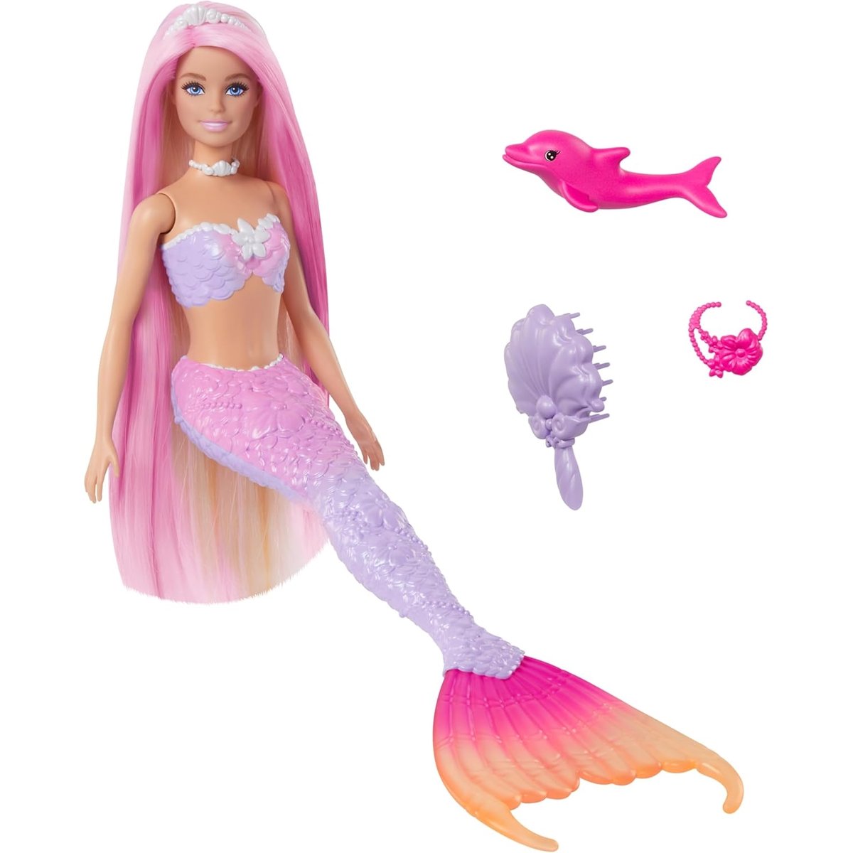 Barbie - Poupée sirène rose, MATTEL