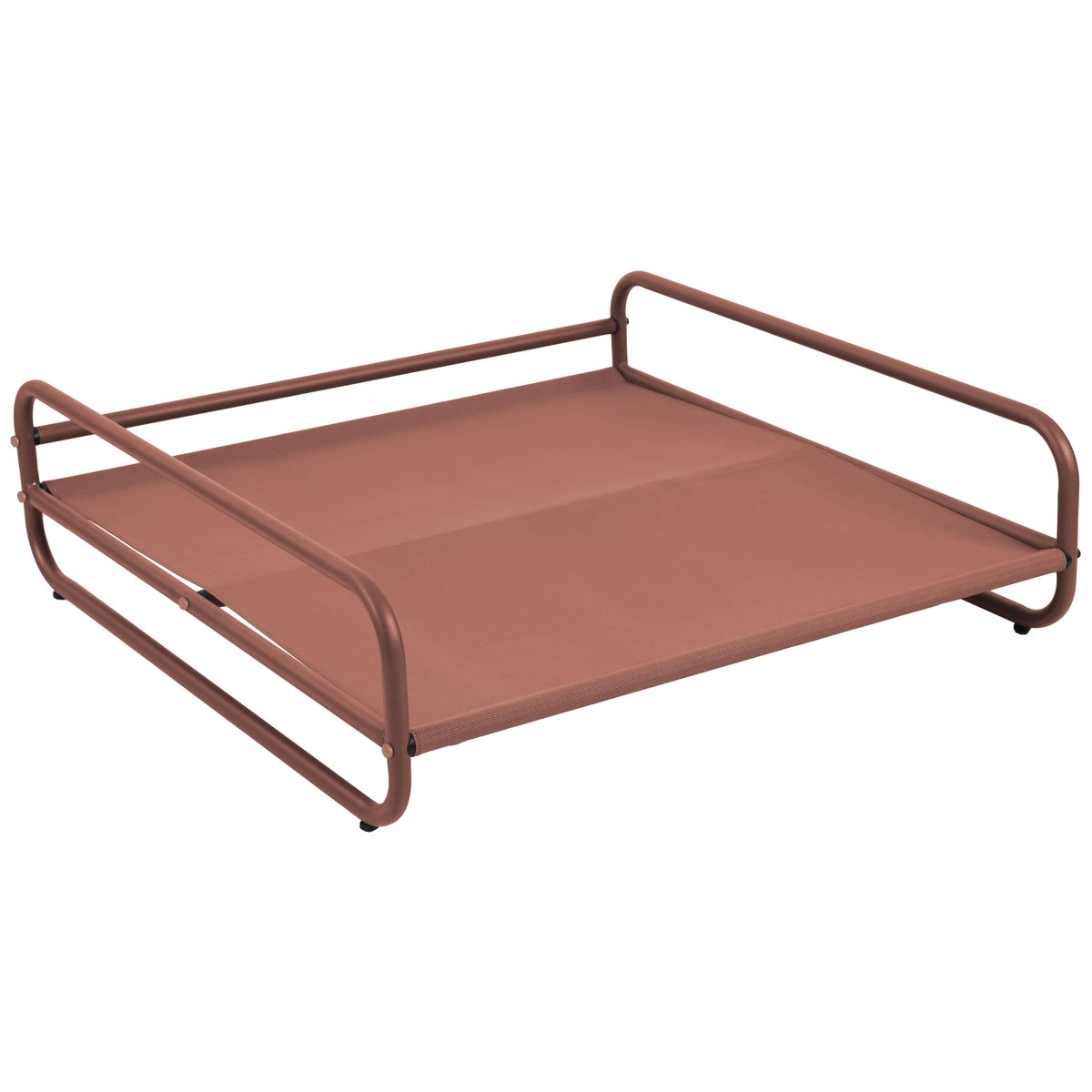 Pouf rayé pour salon de jardin modulable avec structure, MIXI terracotta, OVIALA
