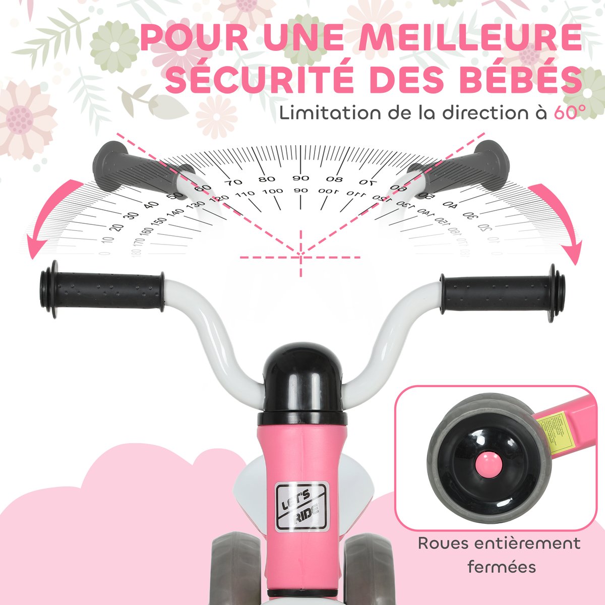 Vélo d'équilibre pour enfants Métal Rose rose, noir, blanc, AIYAPLAY