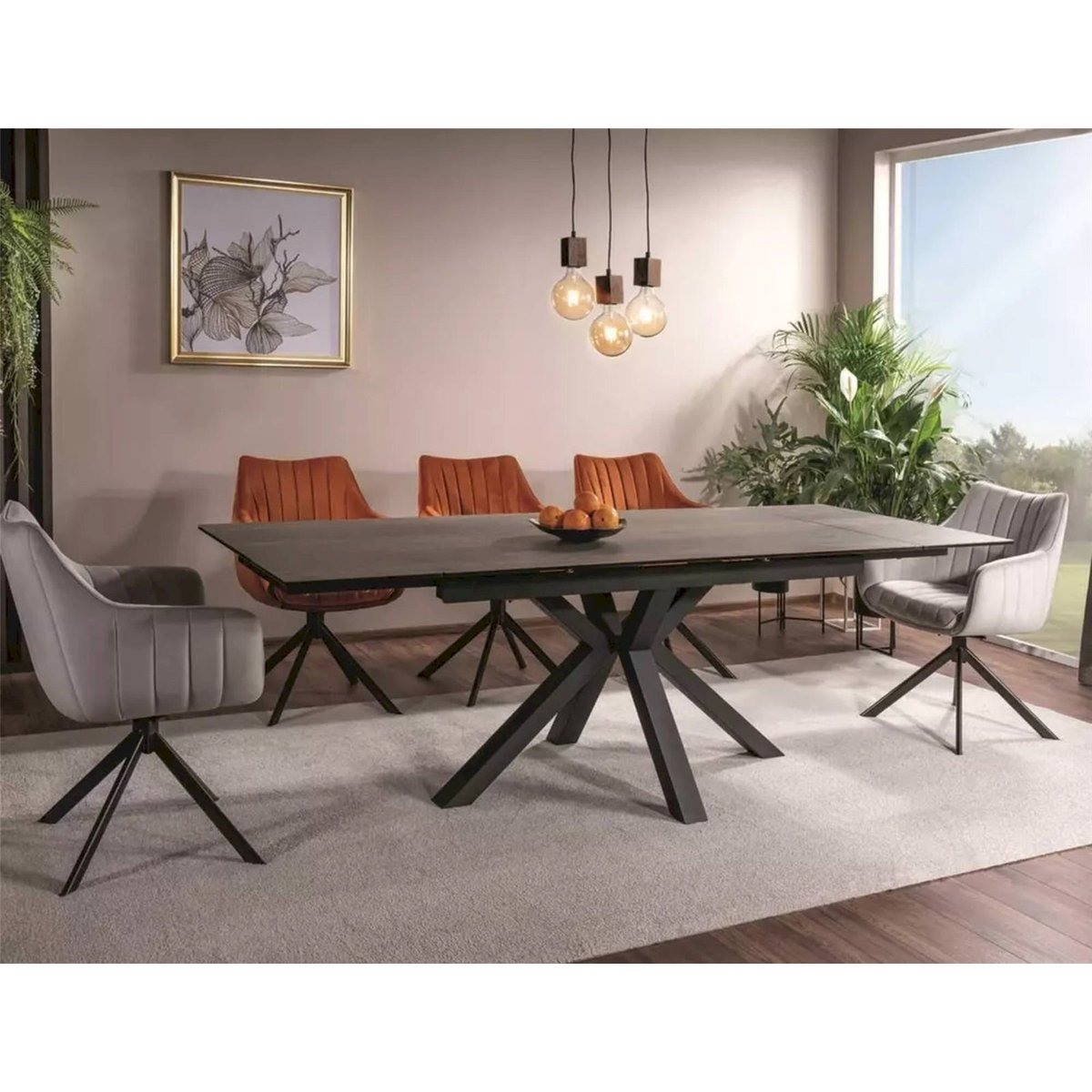 Chaise pivotante velours collection AZALIA gris clair et noir, RECOLLECTION