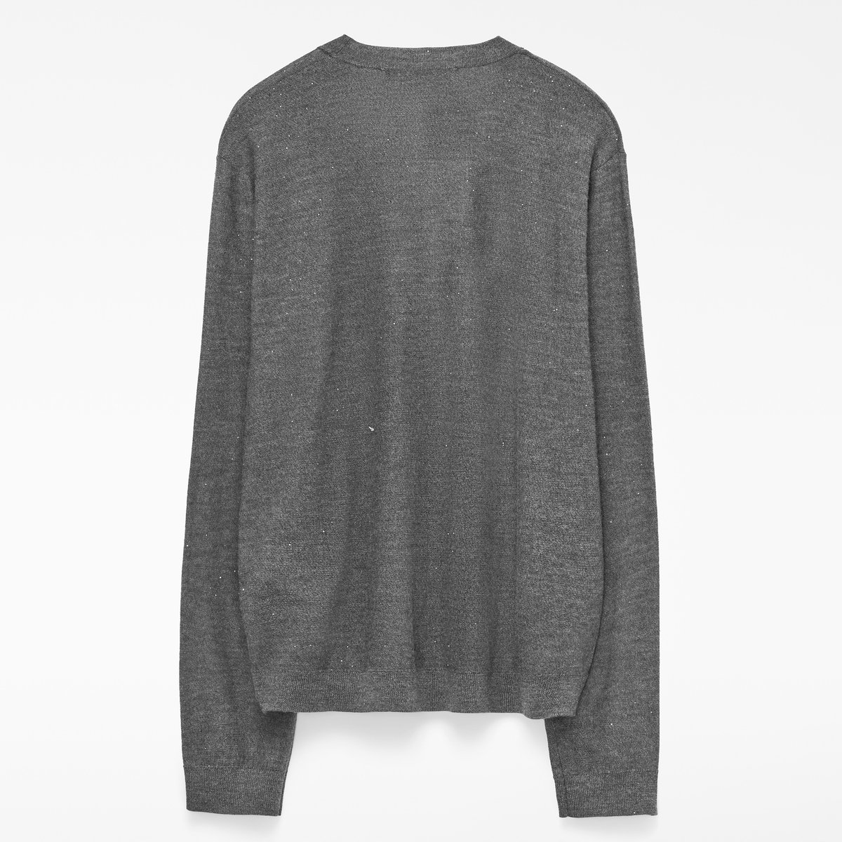 Cardigan en laine mérinos à micro-paillettes anthracite, ADOLFO DOMINGUEZ